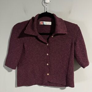 Free People FP Beach Ribbed Polo Button Front Shirt